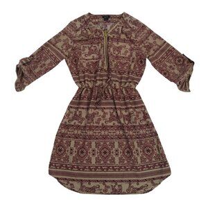 Rue21 Boho Chic Paisley Print Dress With Zipper & Cinched Waist Size S Polyester